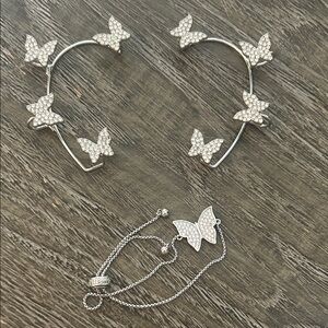 Elegant Silver Butterfly Jewelry Set
